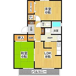 グリーンコーポB 2LDKの間取図画像