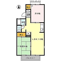 セジュール東台C 2LDKの間取図画像