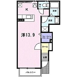 アクラージュ 1Kの間取図画像