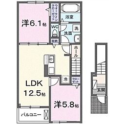 土浦市藤沢アパート 2LDKの間取図画像