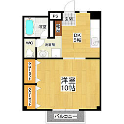 メビウス 1DKの間取図画像