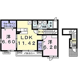 ベルフォーレ1 2LDKの間取図画像