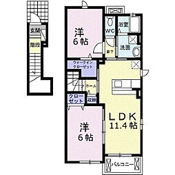 アルカンシエル東台A 2LDKの間取図画像