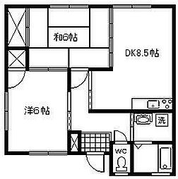 コーポ野崎 2DKの間取図画像