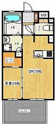 フロンティアききつIII 1DKの間取図画像