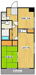 マンションミゾロク 2LDKの間取図画像
