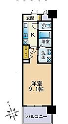 フロンティアききつ1 1Kの間取図画像