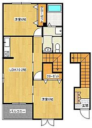 KCコーポ平山B 2LDKの間取図画像