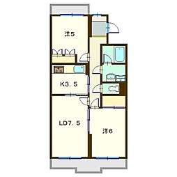 日吉ヒルトップマンション 2LDKの間取図画像