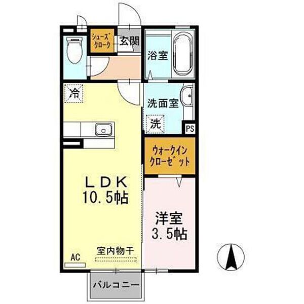 D-room赤田 202｜富山県富山市赤田(賃貸アパート1LDK・2階・37.53㎡)の写真 その2