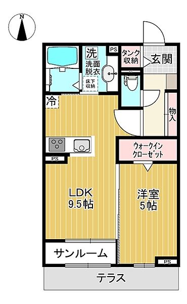 ミライエ・ルッソ 105｜富山県富山市高屋敷(賃貸アパート1LDK・1階・41.29㎡)の写真 その2