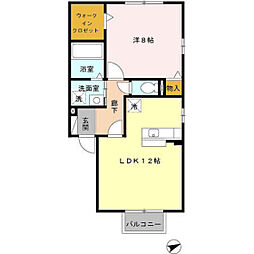 ドゥ・プランタン 2階1LDKの間取り