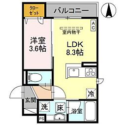 D-Grande常盤町 1階1LDKの間取り
