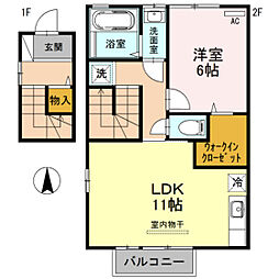 xevoグランデ 2階1LDKの間取り