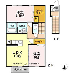D-roomマイ・ドリーム 2階2LDKの間取り