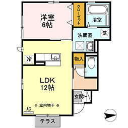 フィオーレ 1階1LDKの間取り