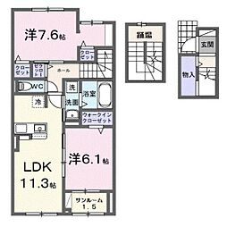 リヒトミューレ 3階2LDKの間取り