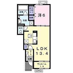 ドゥ・ステージアVI 1階1LDKの間取り