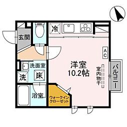 パチオーリ五福 1階ワンルームの間取り