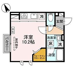 パチオーリ五福 1階ワンルームの間取り