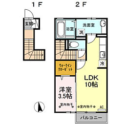 D-room本郷町 2階1LDKの間取り