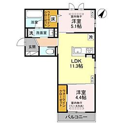 D-Grande下轡田　C 101 1階2LDKの間取り
