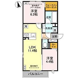 パチオーリ弥生町 2LDKの間取図画像