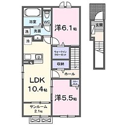 ネスト・カトー 2LDKの間取図画像