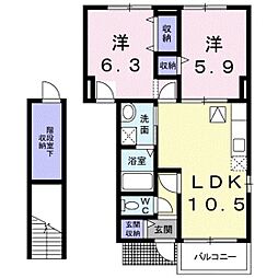 エヴァー・エイム 2LDKの間取図画像