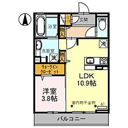 フローリッシュ 1LDKの間取図画像