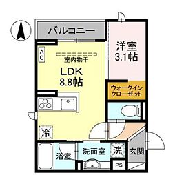 D-Grande常盤町 1LDKの間取図画像