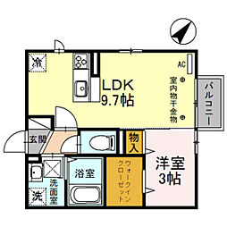 シェトワレ上冨居B 1LDKの間取図画像
