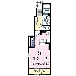 アンジュプレール ワンルームの間取図画像