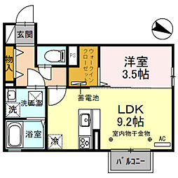 シェトワレ上冨居B 1LDKの間取図画像