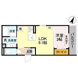 D-Grande弥生E 1LDKの間取図画像