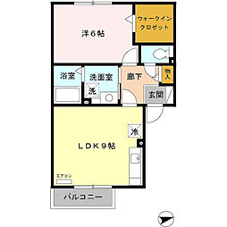 アグリーブルA 1LDKの間取図画像