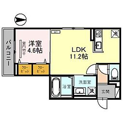 ルミナス清水町 1LDKの間取図画像