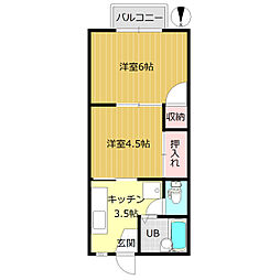 レピュート金山新A棟 2Kの間取図画像