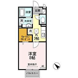 ジュネス下新 1Kの間取図画像