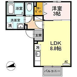 デュークヴィラ 1LDKの間取図画像