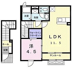 ジェルメライムA棟 1LDKの間取図画像