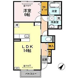 D-room本郷新B 1LDKの間取図画像