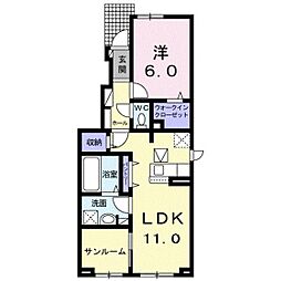 セレッソ北代1 1LDKの間取図画像