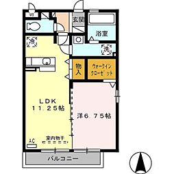 メゾングラーブル 1LDKの間取図画像