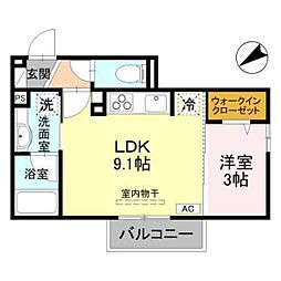 ツインリーフ 1LDKの間取図画像