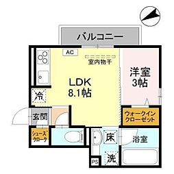ツインリーフ 1LDKの間取図画像