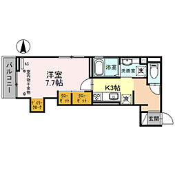 グランドコート堤町 1Kの間取図画像