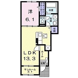 イタニティー富山 1LDKの間取図画像