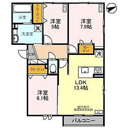 テラシア 3LDKの間取図画像