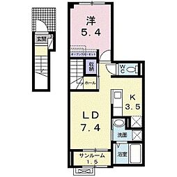 オリオンリヴィエールM 1LDKの間取図画像